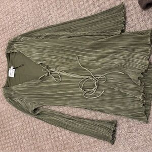 Hello Molly Sage Green Pleated Cardigan